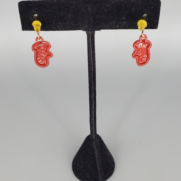 Red Mittens Red Rhinestone Earrings - Picture 6 of 7